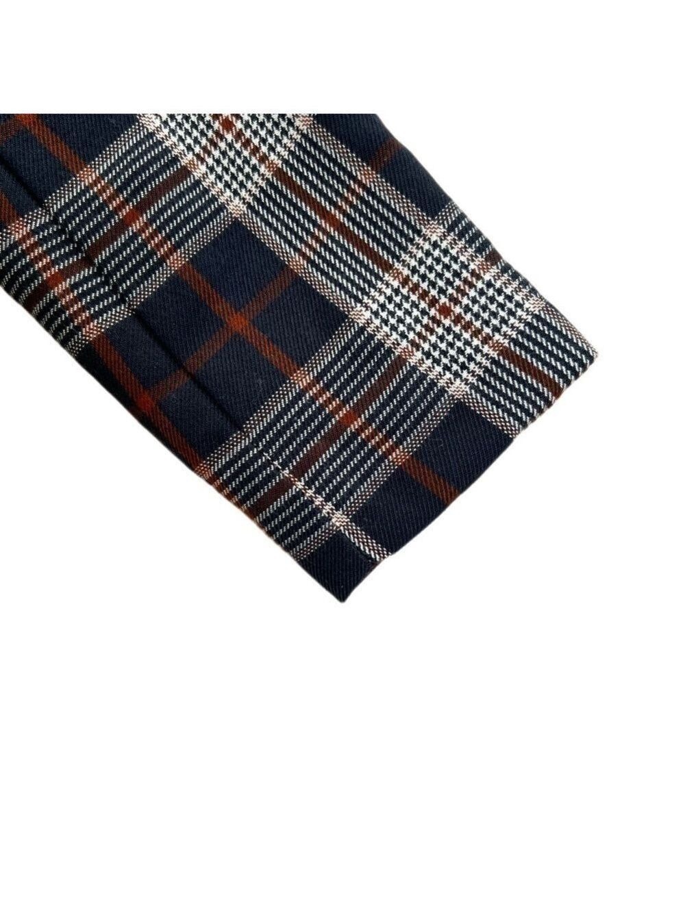 Kaffe Plaid Lightweight Navy, Brown, Cream Fall Jacket - Size 34EU (XS) - Picture 4 of 9